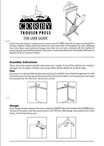 Corby 1700 trouser press