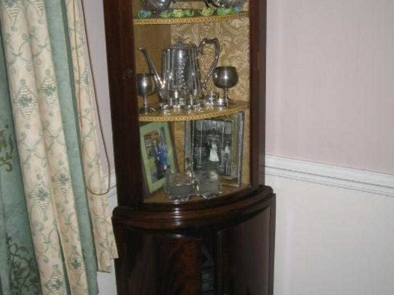 corner cupboard glass fronted mahogany