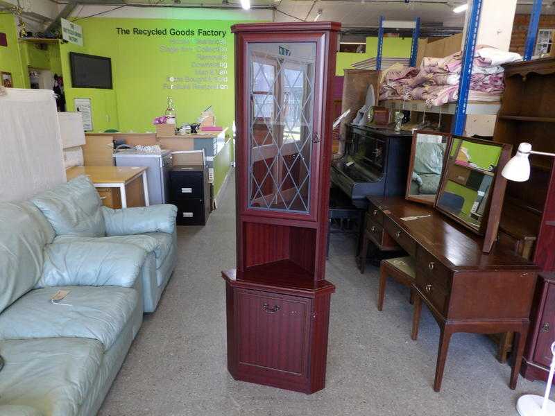 Corner Display Cabinet With Glass Doors, Shelves amp Cupboard - Local Delivery Now ONLY 19