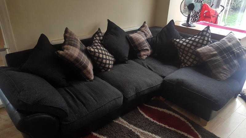 Corner sofa and footstool