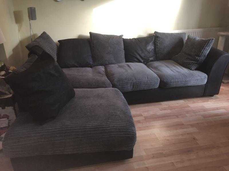 Corner sofa grey and charcoal black