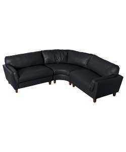 Corner Sofa. Leather Black. VGC.