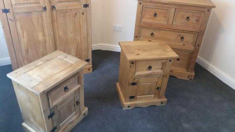 Corona Mexican Pine 2 Door Wardrobe  1 chest drawers  2 bedside lockers in excellent condition