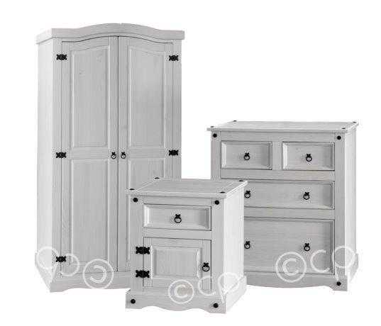 Corona White Wash Pine 3 Piece Bedroom Furniture Set from Southern Home Furnishings