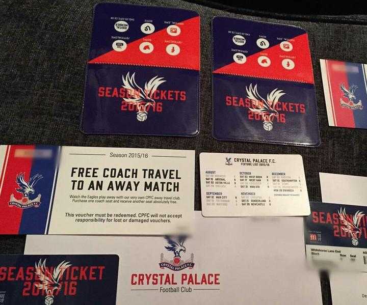 CPFC season card 201516 with travel ADULT AND CHILD