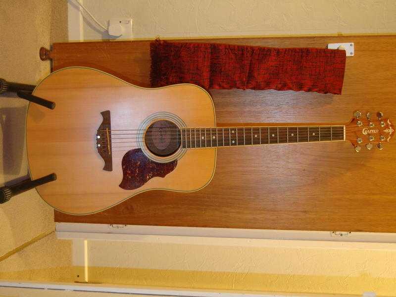 Crafter D-6 Acoustic Guitar with Quik Lok QL632 Stand, Seiko ST737 Tuner amp JHS. soft case. No offers