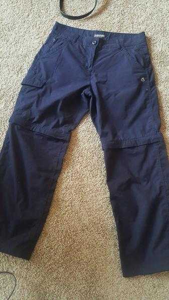 Craghoppers ladies zip off trousers navy blue size 10, 31 inch waist