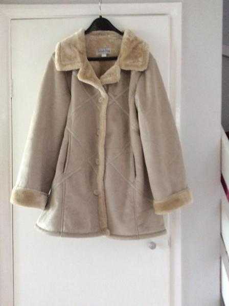 Cream faux fur lined jacket