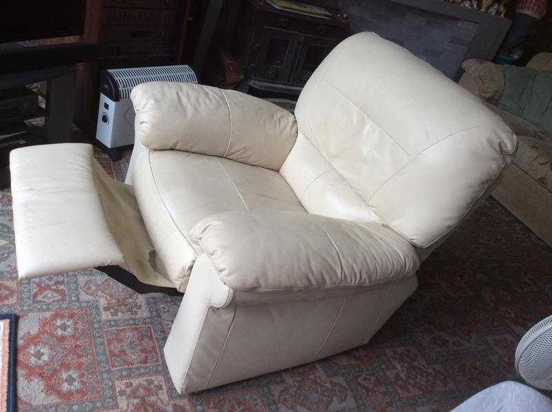 Cream faux leather armchair