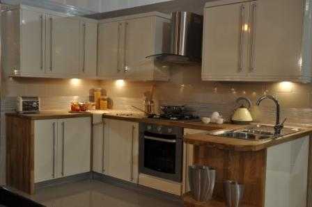 Cream Kitchen With High Gloss Finish On Sale