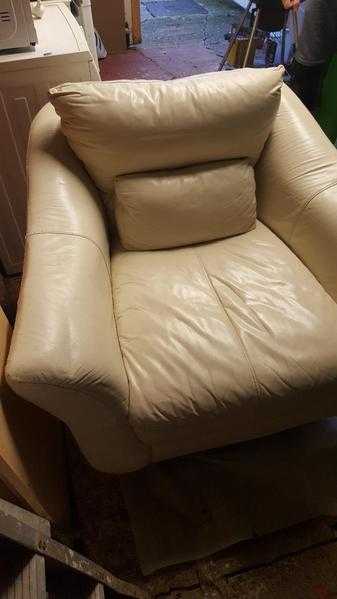 Cream Leather Armchair