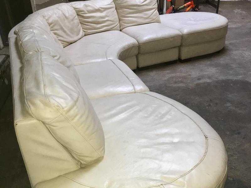 Cream leather corner sofa