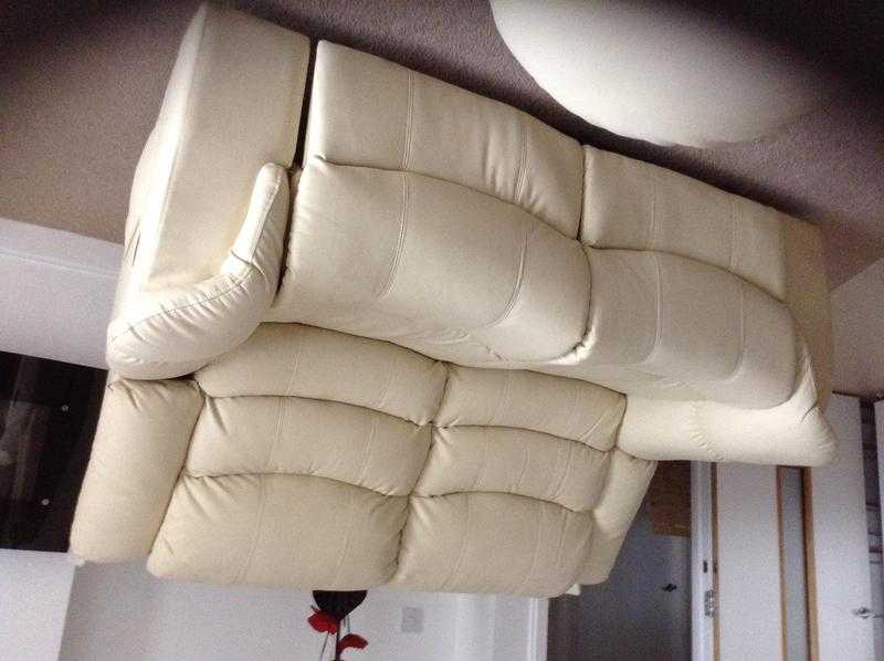 Cream leather recliner