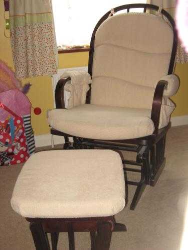 Cream Rocking Chair and Footstool