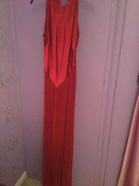 Crimson backless evening dress