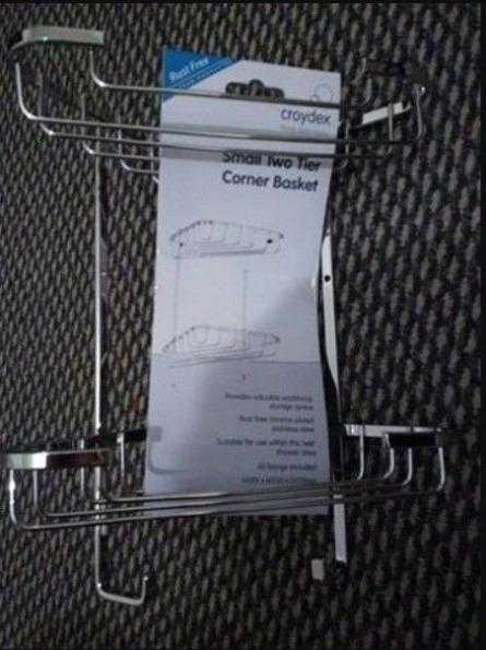 Croydex - Stainless steel small two tier corner basket