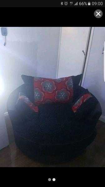 Cuddle swivel chair with footstool