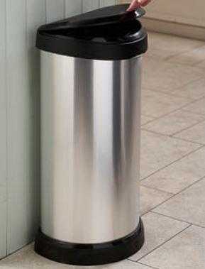 Curver flat back stainless steel tall kitchen bin