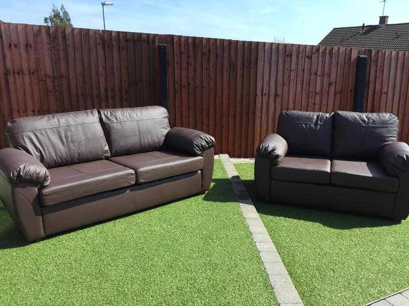 Dakota 3 amp 2 Seater Black or Chocolate Brown Leather Sofas