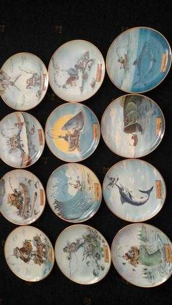 Danbury mint collection of 12 fishing plates.