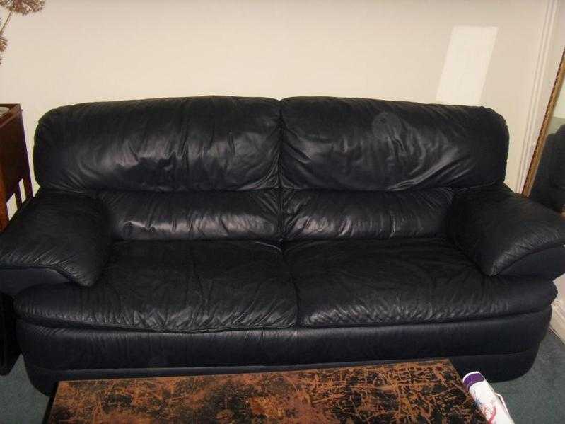 dark blue leather sofa