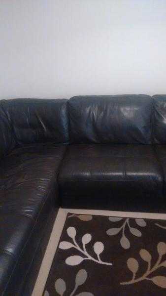 Dark Brown Leather Corner Sofa