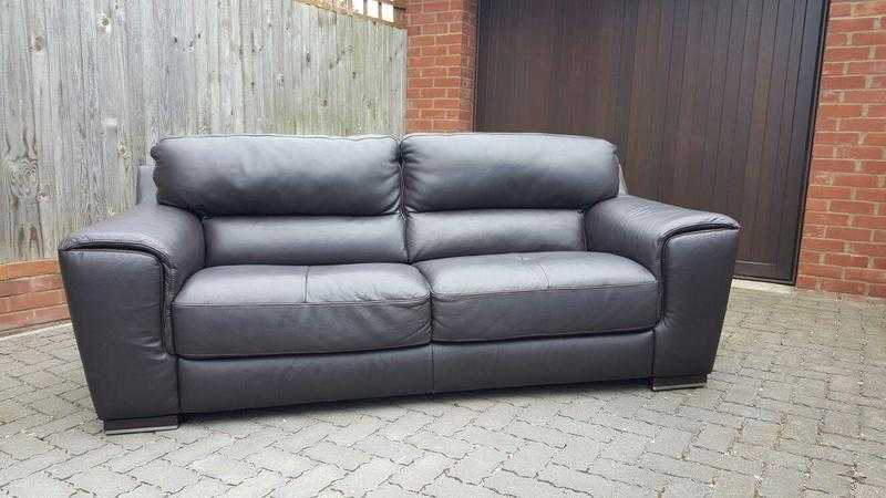 Dark brown real leather 32 seater sofas