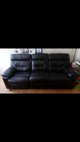 Dark brown recliner 3 seater sofa