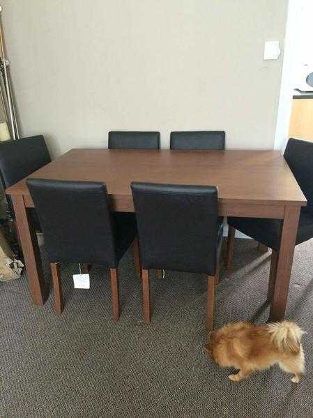 Dark oak table and chairs