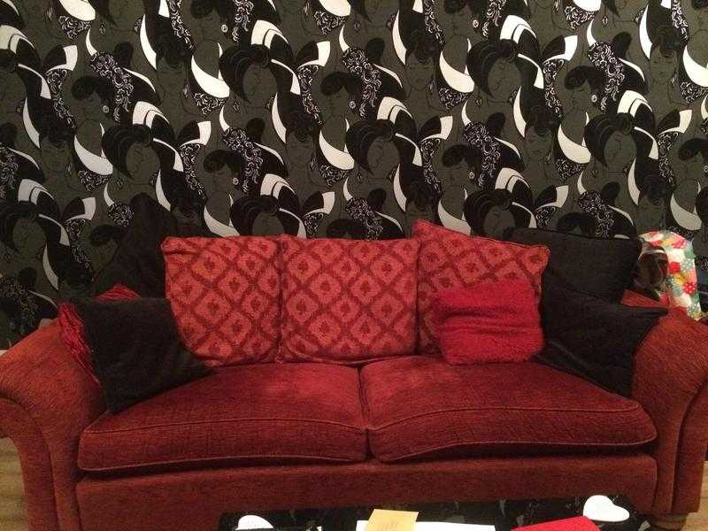 Deep red 4 seater sofa for sale