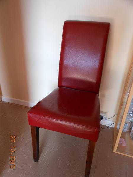 Deep red leatherette dining occasional chair