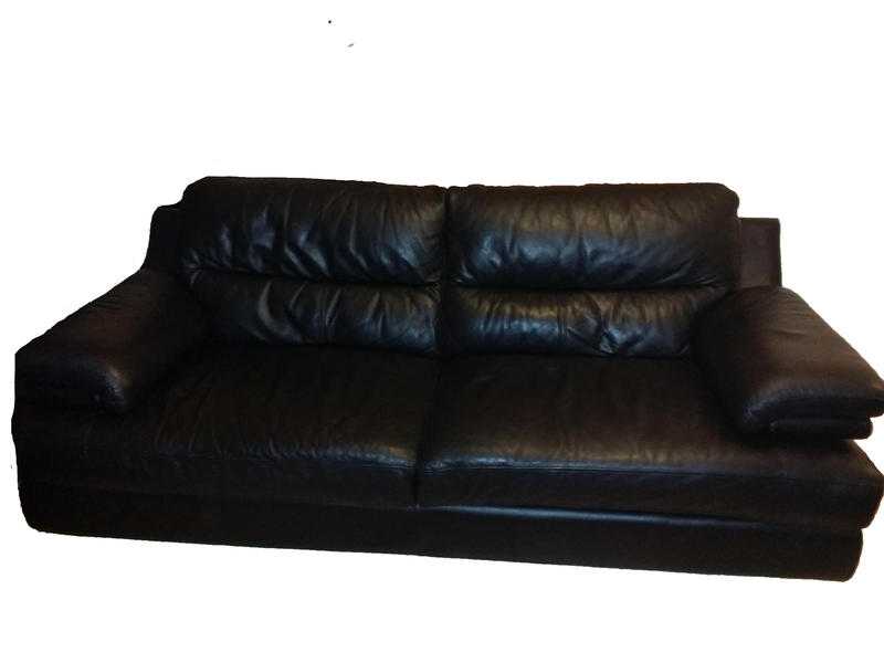 DELIVERY Luxury Black Leather 3 Seater Sofa Very Good Condition Living Dining Room Modern Design