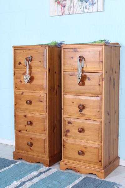 DELIVERY OPTIONS - 2 X TALL MATCHING  QUALITY MADE CHEST OF DRAWERS 5 DRAWERS