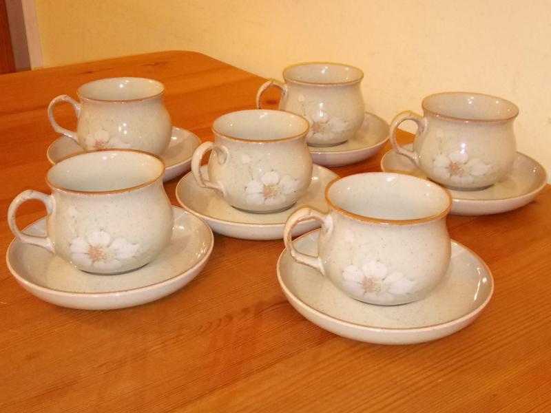 Denby Daybreak Tea Cups and Saucers x 6