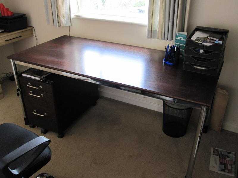 Desk and filing cabinet