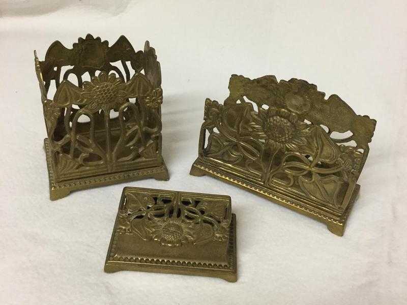 Desk set (pen holder, letter tray, stamp holder)