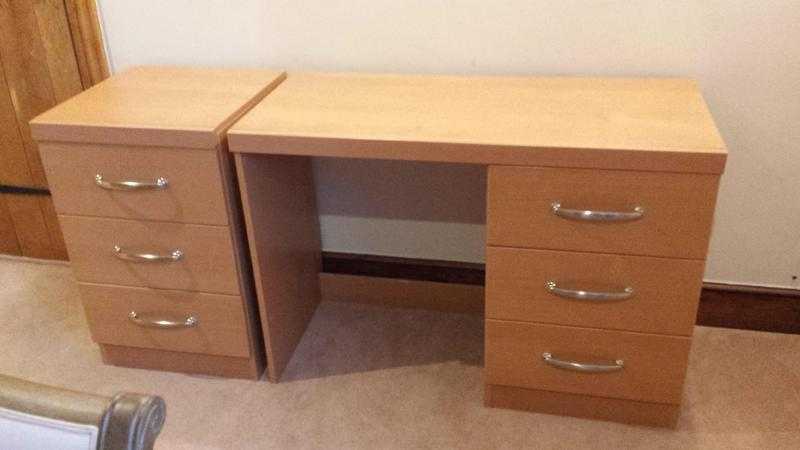 Deskdressing table and 3 drawer unit plus free tall narrow wardrobe