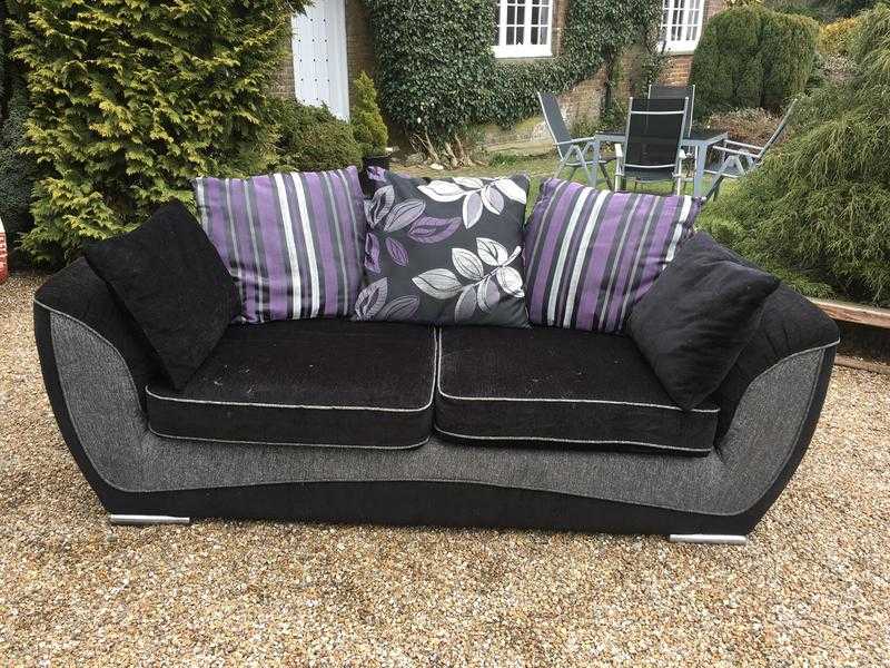 DFS 3 Seater Black Sofa with Chrome Feet