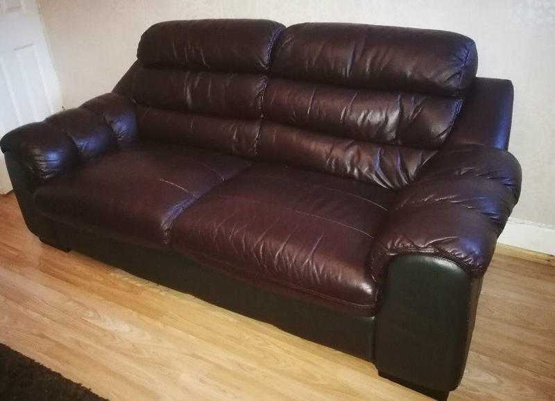 DFS 3 Seater Brown leather Sofa - Can deliver if needed