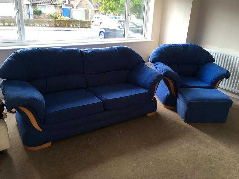 DFS 3 seater sofa, arm chair, footstool