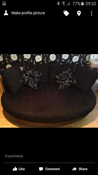 Dfs black 2 seater and cuddler for sale