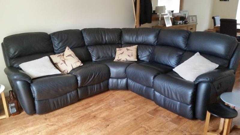 DFS Black leather corner sofa