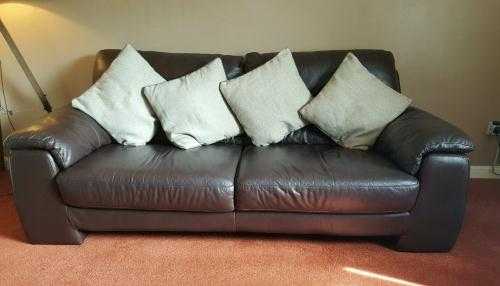 DFS BROWN LEATHER SENTOSA 3 SEATER SOFA