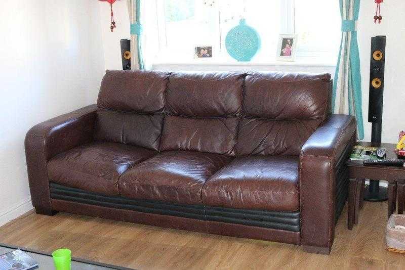 DFS Brown leather sofa