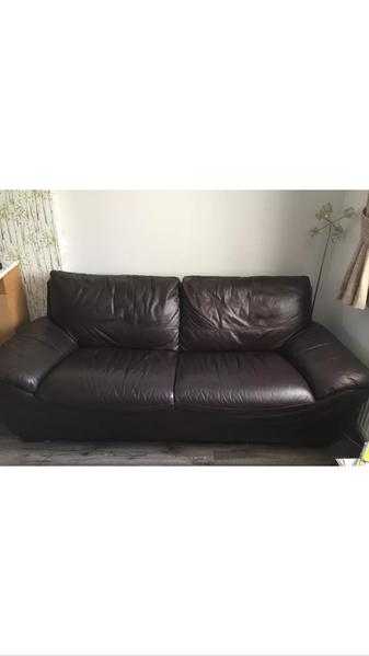 DFS Dark Brown Hand Made Three Seater Italian Soft Leather Sofa