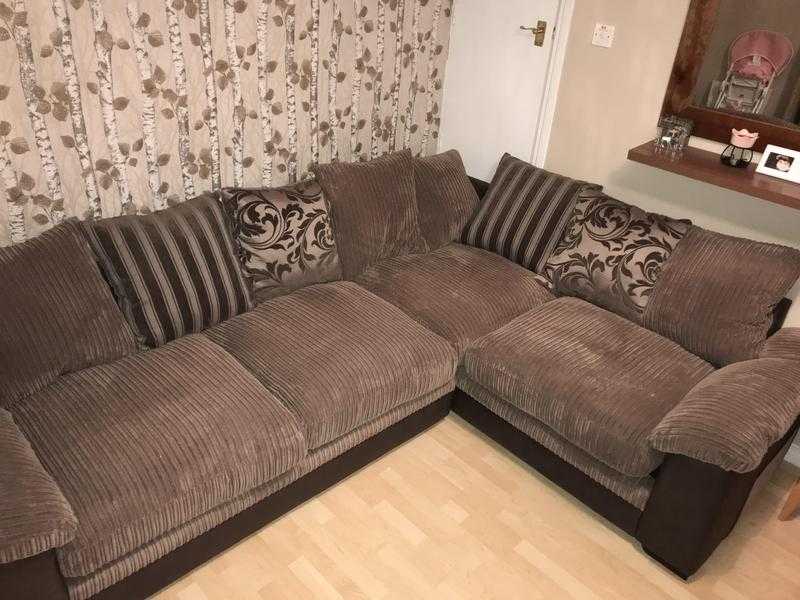 DFS fabric corner sofa and swivel chair, great price