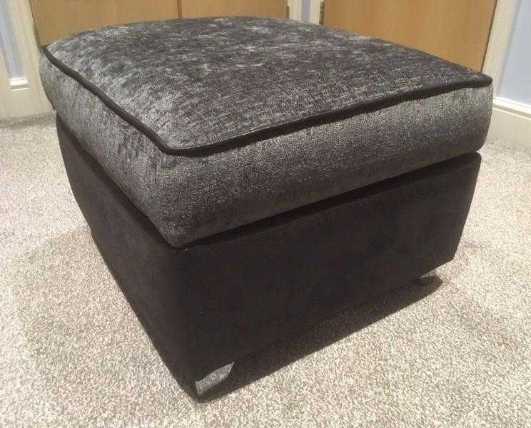 DFS Farrow Storage Footstall Silver Black Ottoman