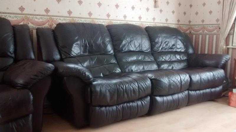 Dfs leather sofa  and chair recliners