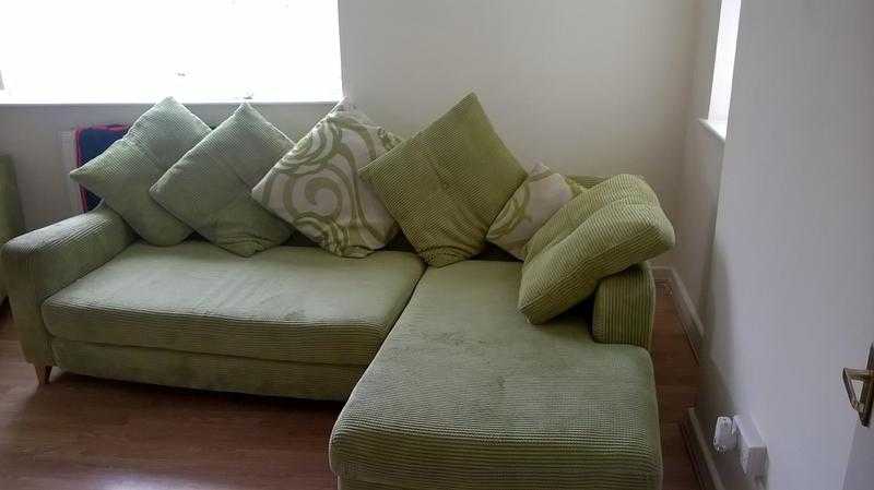 dfs lime green corner sofa and chair