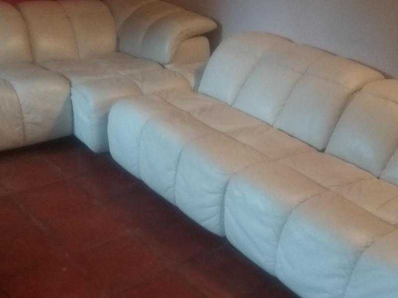 DFS Very Large Cream Leather Sofa